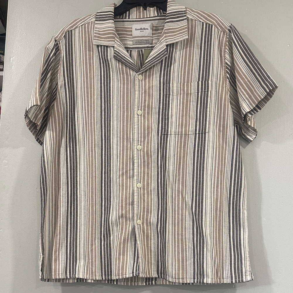 Goodfellow & Co Men's Casual Striped Shirt - Black and Tan size L